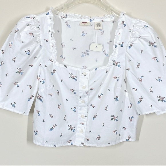 Levi's Tops - Levi’s New Crop Top Floral White Size L